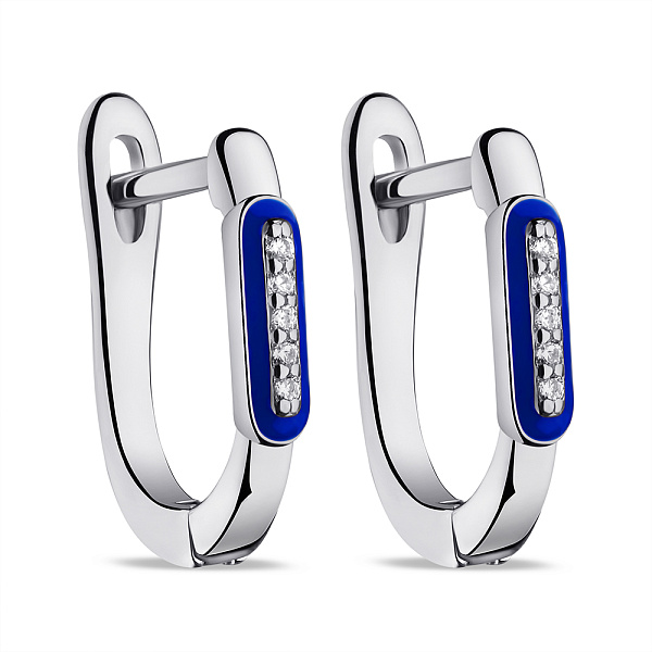 Серьги из серебра с эмалью и фианитами (арт. 7502/9501ес) – изображение 1