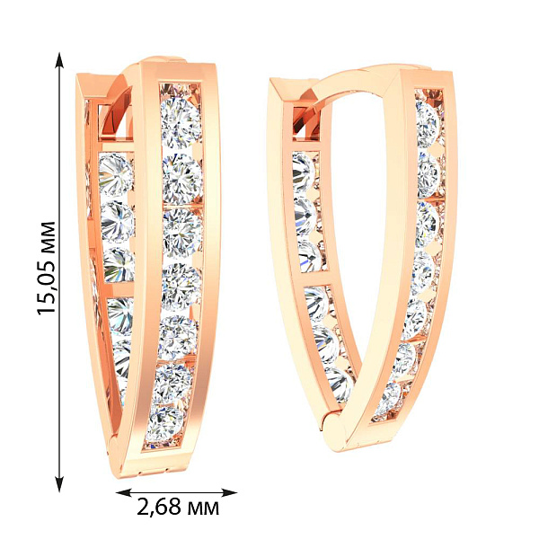 Дитячі сережки з червоного золота з фіанітами (арт. 110155) – зображення 1