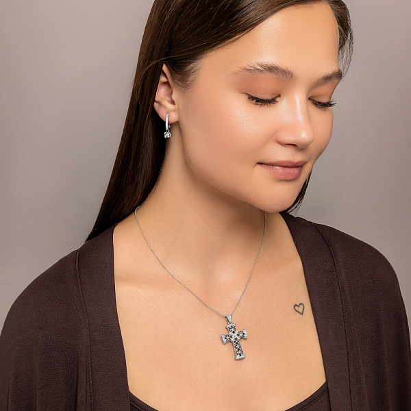 Сережки-підвіски з білого золота з діамантами (арт. 2108656202) – зображення 5