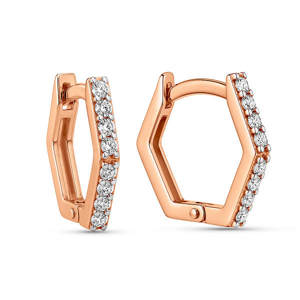 Серьги из красного золота с фианитами (арт. 110566) – изображение 1