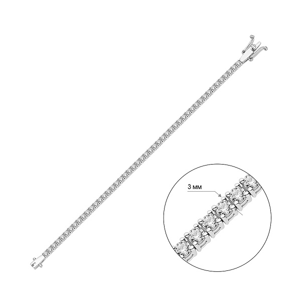 Тенісний браслет з білого золота з діамантами (арт. 4110155202) – зображення 2