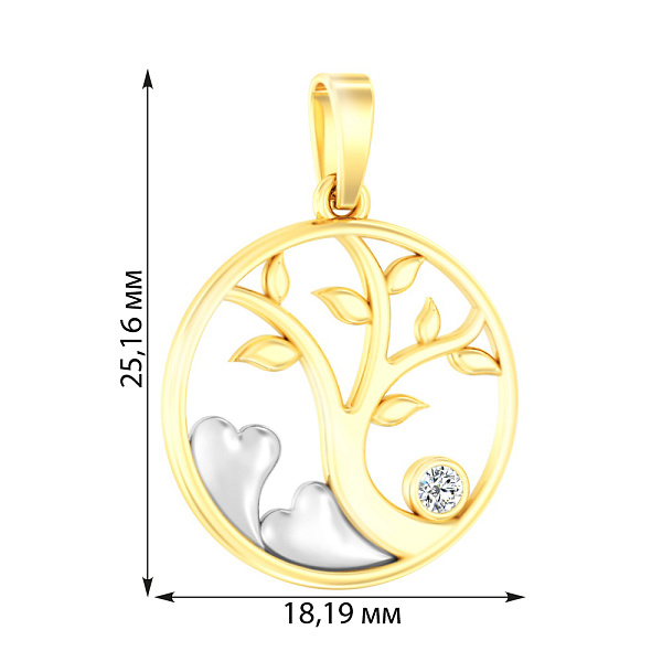 Золотая подвеска с фианитом (арт. 440584ж) – изображение 2