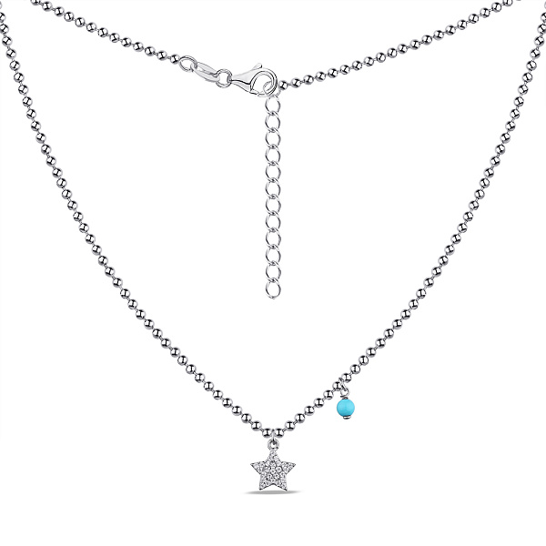 Серебряное колье Звезда с бирюзой и фианитами (арт. 7507/1982Б) – изображение 2