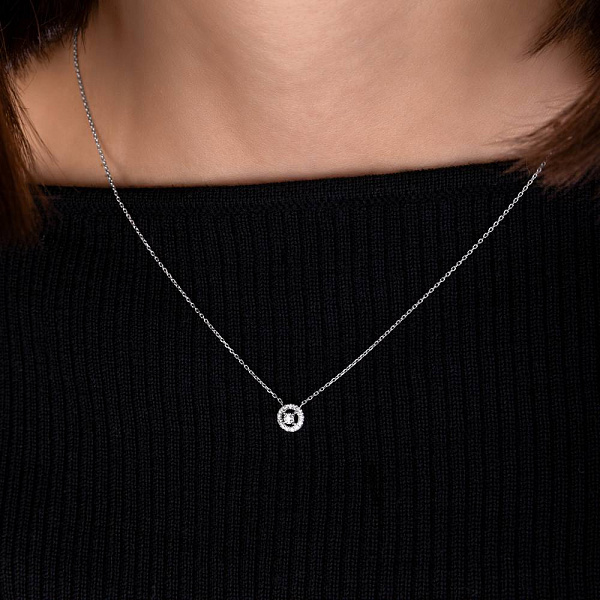 Золоте кольє в білому кольорі металу з діамантами (арт. Ц341124010б) – зображення 4