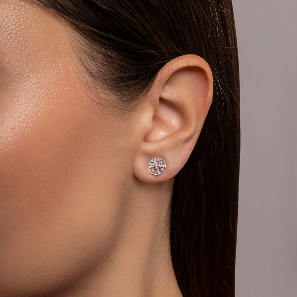 Пусеты золотые Дерево жизни  с бриллиантами (арт. Т011372010б) – изображение 3