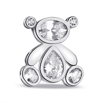 Серебряная брошь Мишка с фианитами (арт. 7505/206)