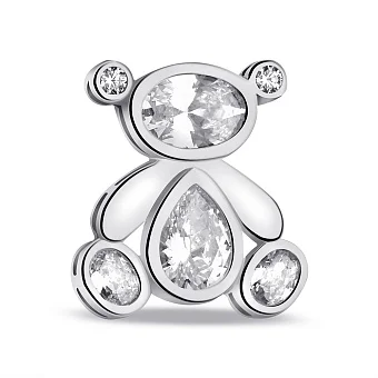 Серебряная брошь Мишка с фианитами (арт. 7505/206)