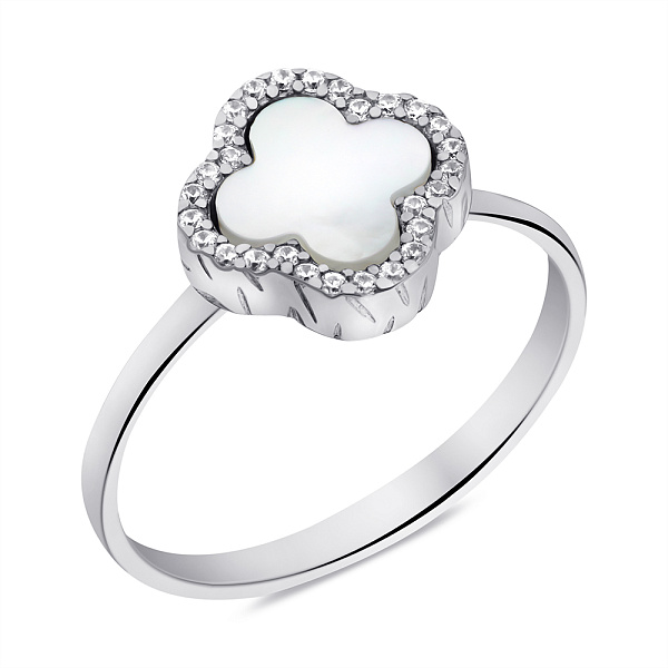 Серебряное кольцо с перламутром и фианитами (арт. 7501/653/8пкп) – изображение 1