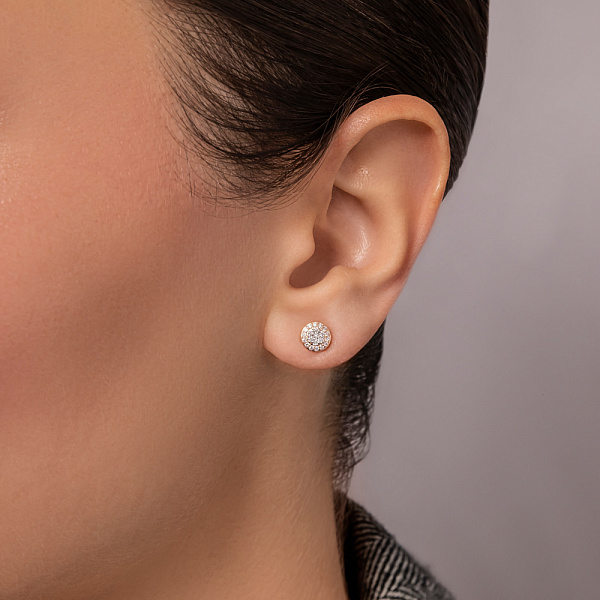 Золотые пусеты с бриллиантами (арт. Т011233020) – изображение 3