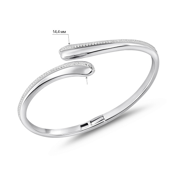Серебряный жесткий браслет с дорожкой из фианитов (арт. 7509/5219) – изображение 3