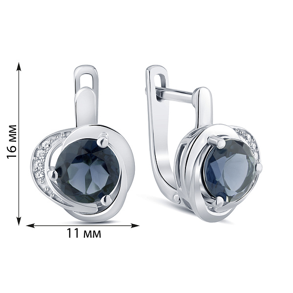 Срібні сережки з топазом і фіанітами (арт. 7502/2177951Пл) – зображення 2