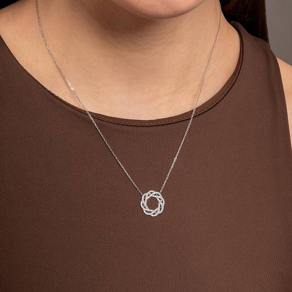 Золоте кольє з сапфірами та діамантами (арт. 7192089202с) – зображення 3