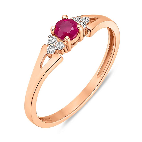 Золотое кольцо с рубином и бриллиантами (арт. К011063р) – изображение 1