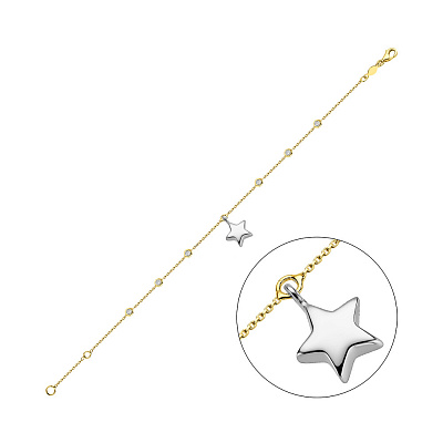 Золотой браслет Звезда с фианитами (арт. 326729жбП1)