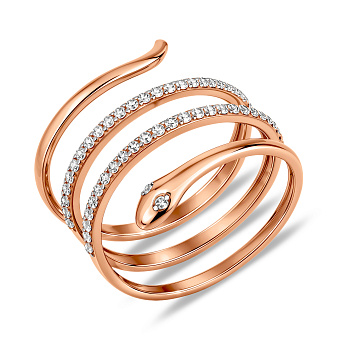 Фото Золотое кольцо Змея с фианитами (арт. 1401030)