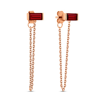 Пусеты золотые с гранатом (арт. 110098Пк)