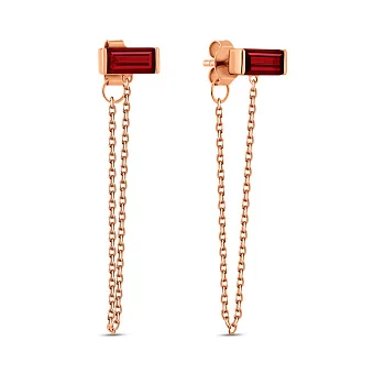 Пусети золоті з гранатом (арт. 110098Пк)