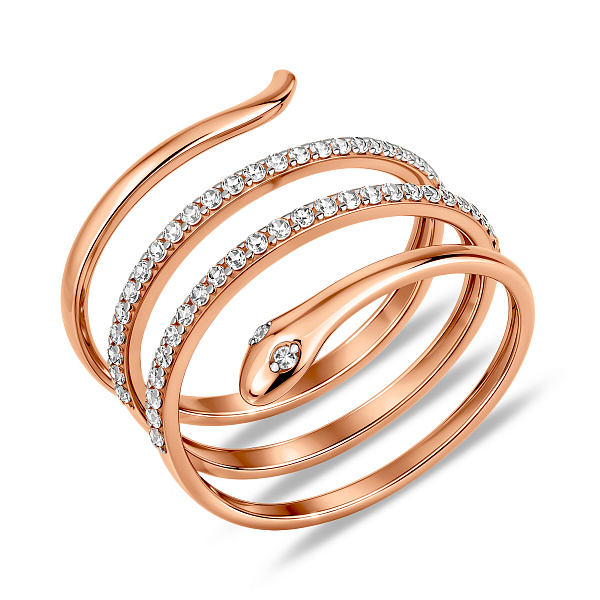 Золотое кольцо Змея с фианитами (арт. 1401030) – изображение 1