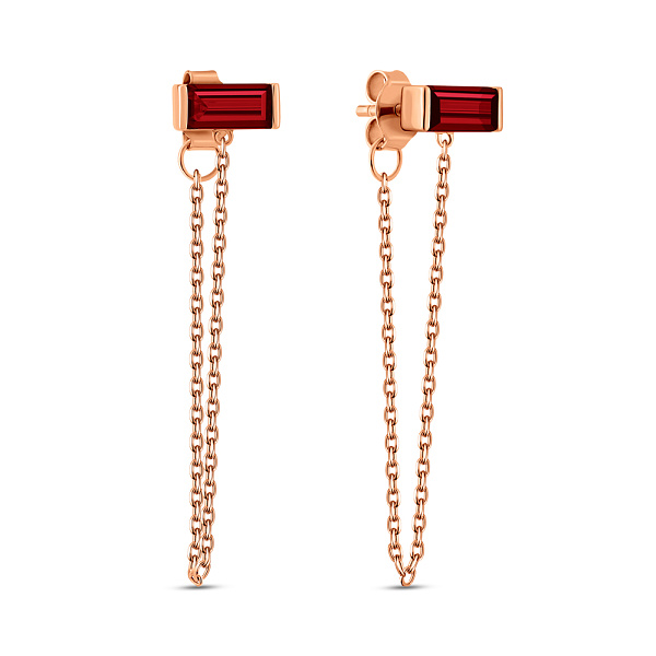 Пусети золоті з гранатом (арт. 110098Пк) – зображення 1