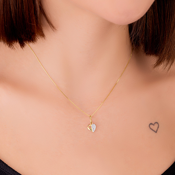 Подвес Сердце из желтого золота с фианитами (арт. 423080ж) – изображение 2