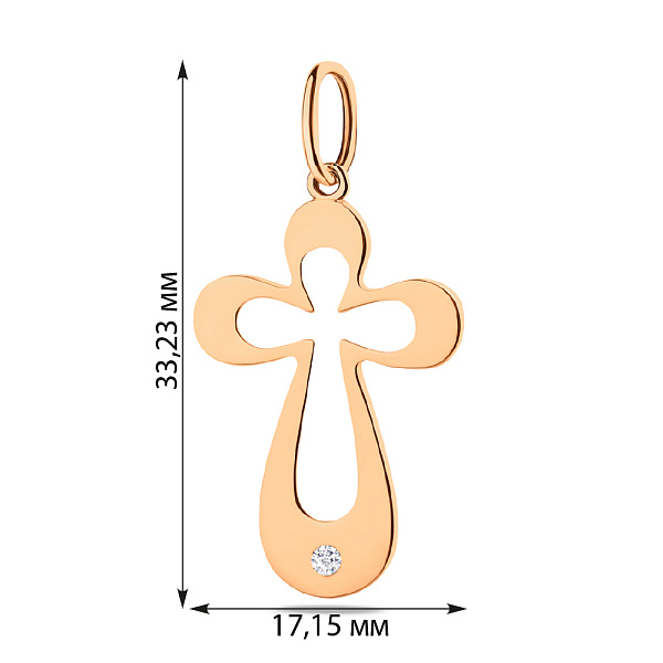Золотая подвеска-крестик с фианитом (арт. 424135) – изображение 2