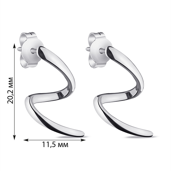 Серебряные серьги без камней (арт. 7518/6917) – изображение 2