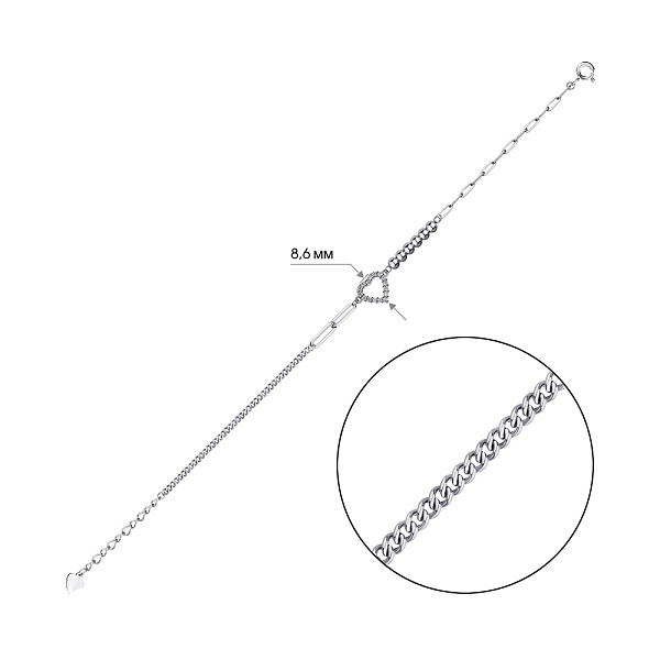 Браслет из серебра Сердце с фианитами (арт. 7509/4721) – изображение 2