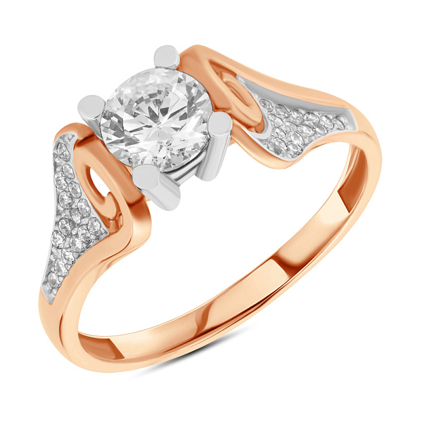 Кольцо из красного золота с фианитами (арт. 152251) – изображение 1