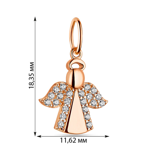 Підвіс Янгол з червоного золота (арт. 424377) – зображення 2