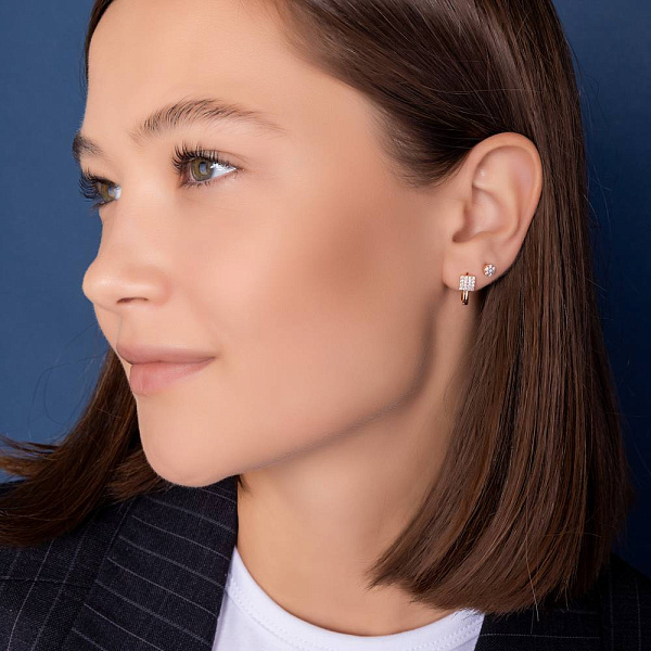 Золоті сережки-пусети з фіанітами (арт. 2100964101) – зображення 2