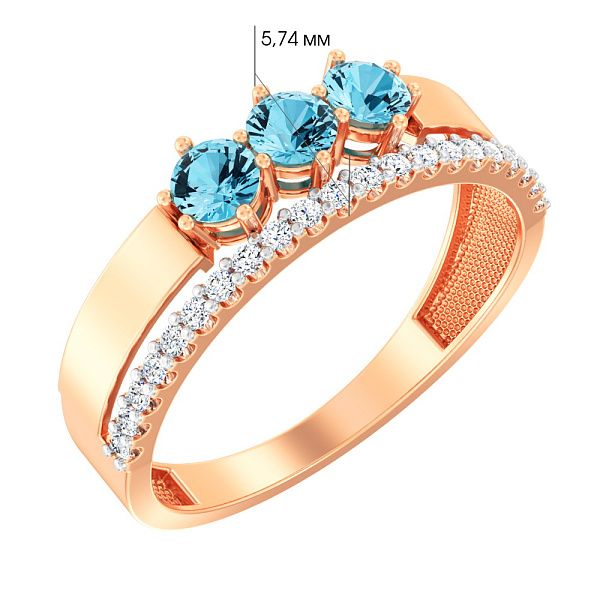 Кольцо золотое с топазом и фианитами (арт. 140808Птг) – изображение 2