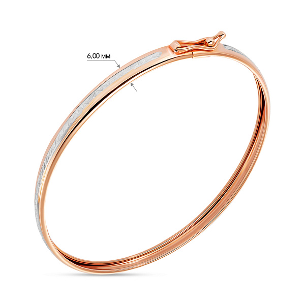 Жесткий золотой браслет с родированием (арт. 337006/6р) – изображение 2