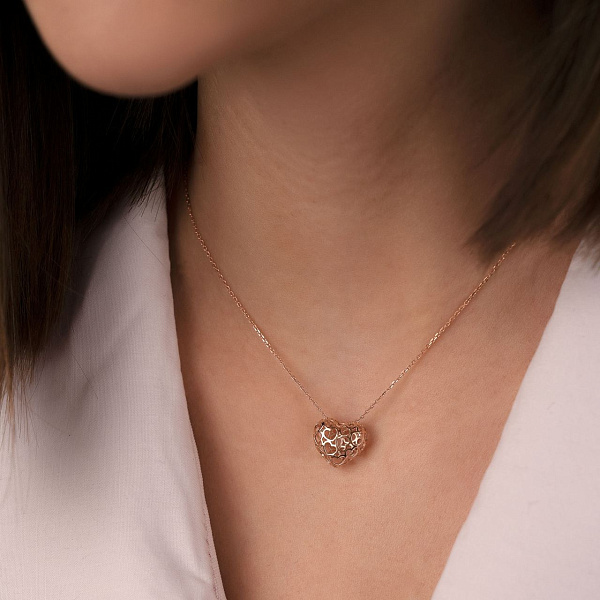 Золотое колье Сердце (арт. 360208) – изображение 3