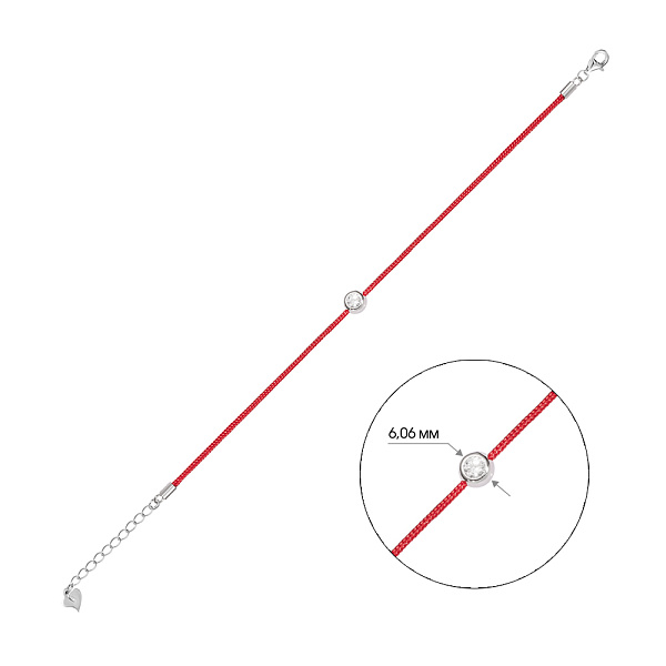 Браслет з шовкової нитки зі срібними вставками (арт. 7309/2226к) – зображення 2