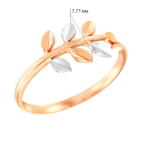 Кольцо "Ветка" из комбинированного золота (арт. 140650) – изображение 6