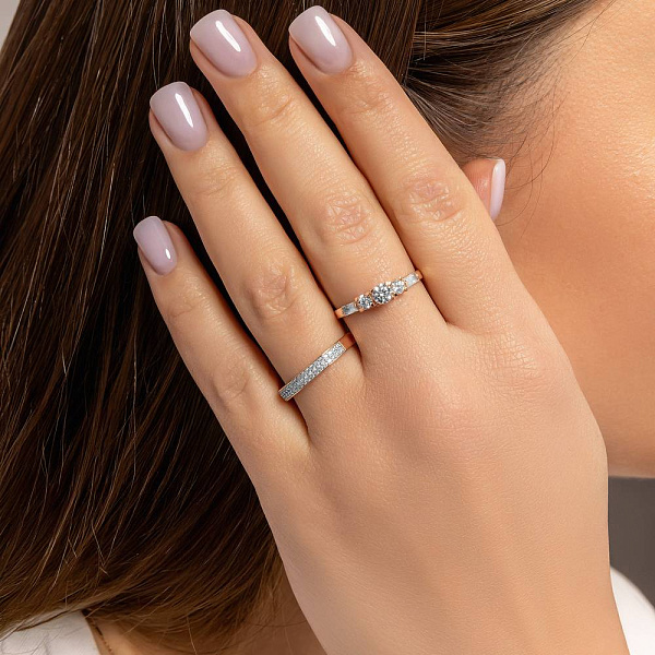 Золота каблучка з фіанітами (арт. 140439) – зображення 3