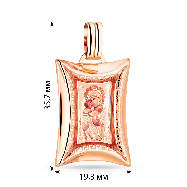 Золота ладанка Божа Матір Володимирська (арт. 421131В) – зображення 2