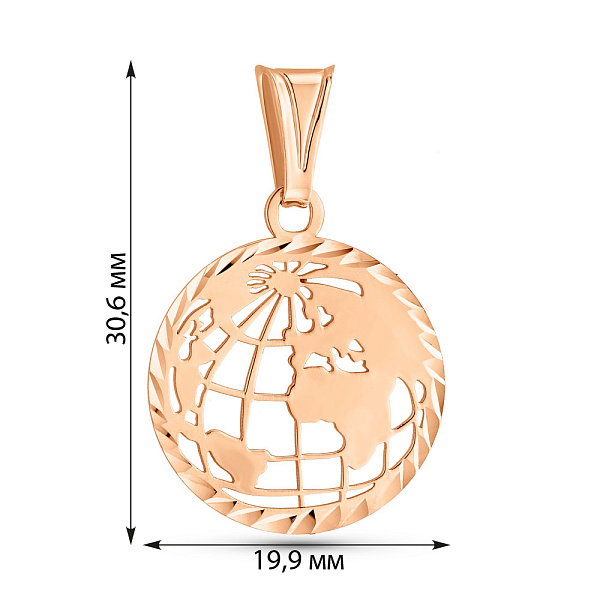 Золотий кулон Світ без каменів (арт. 424922/2) – зображення 3