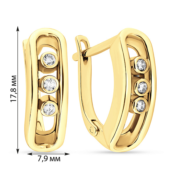 Золотые серьги с дорожкой из фианитов (арт. 105683/2ж) – изображение 2