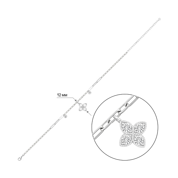 Срібний браслет на ногу з фіанітами (арт. 7509/5000н) – зображення 2