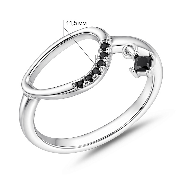 Серебряное кольцо с черными фианитами (арт. 7501/8882ч) – изображение 2