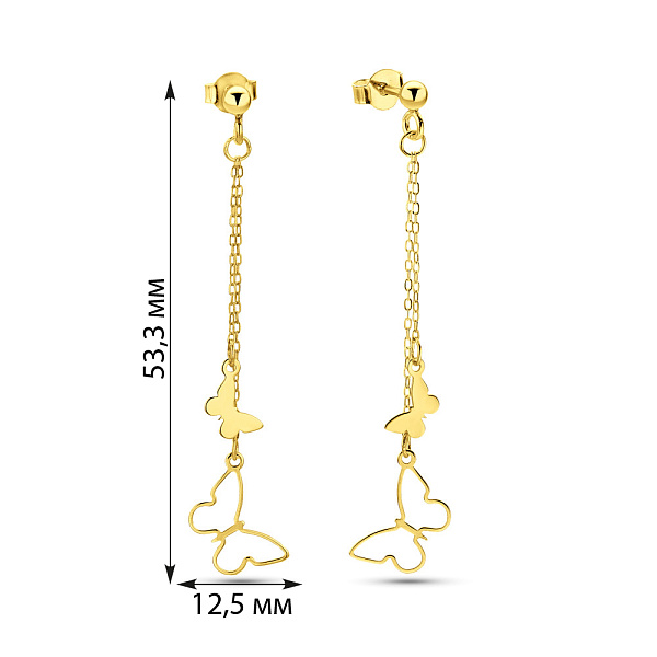 Золотые серьги Бабочки (арт. 1091554ж) – изображение 4