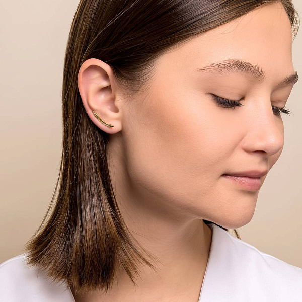 Серьги-клаймберы из желтого золота (арт. 1091510ж) – изображение 3