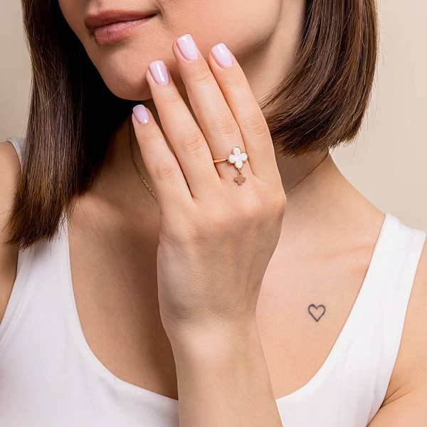 Золотое кольцо с эмалью (арт. 141207еп) – изображение 2