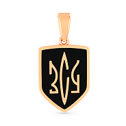 Кулон з червоного золота ЗСУ Тризуб з емаллю (арт. 440907ч)
