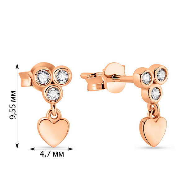 Золотые миниатюрные серьги-пусеты с подвеской (арт. 108785) – изображение 2