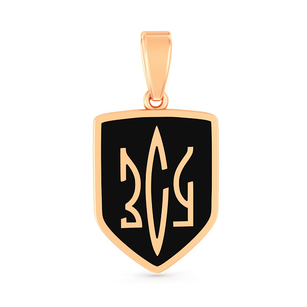 Подвес из красного золота ВСУ Трезубец с эмалью (арт. 440907ч) – изображение 1