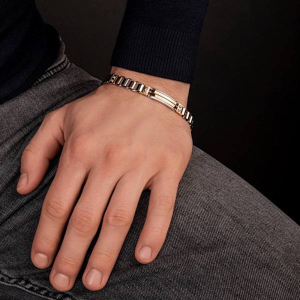 Мужской браслет из красного и белого золота (арт. 326528кб) – изображение 2