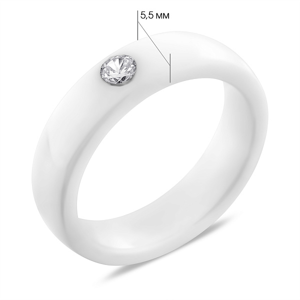 Керамическое кольцо с фианитом (арт. К2ФК1/4057-19,5) – изображение 2