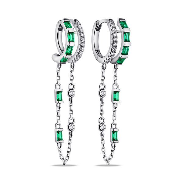 Серебряные серьги с альпинитами и фианитами (арт. 7502/9619/15аз) – изображение 1